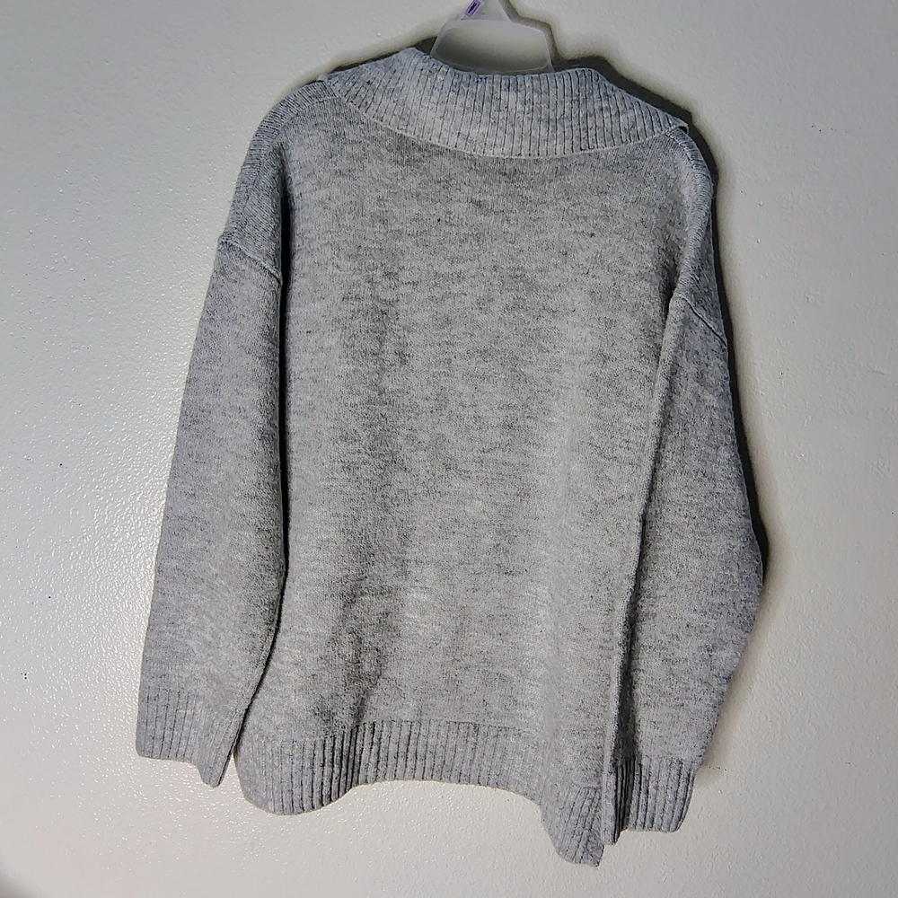 Wild Fable Women's Light Gray Collared V-Neck Long Sleeves Sweater Sz M New - Picture 12 of 15